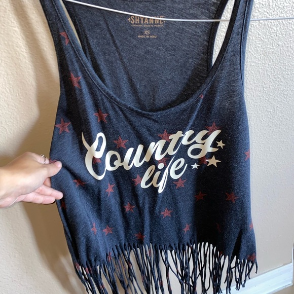 Shyanne, xs, blue fringe tank top - Picture 5 of 6
